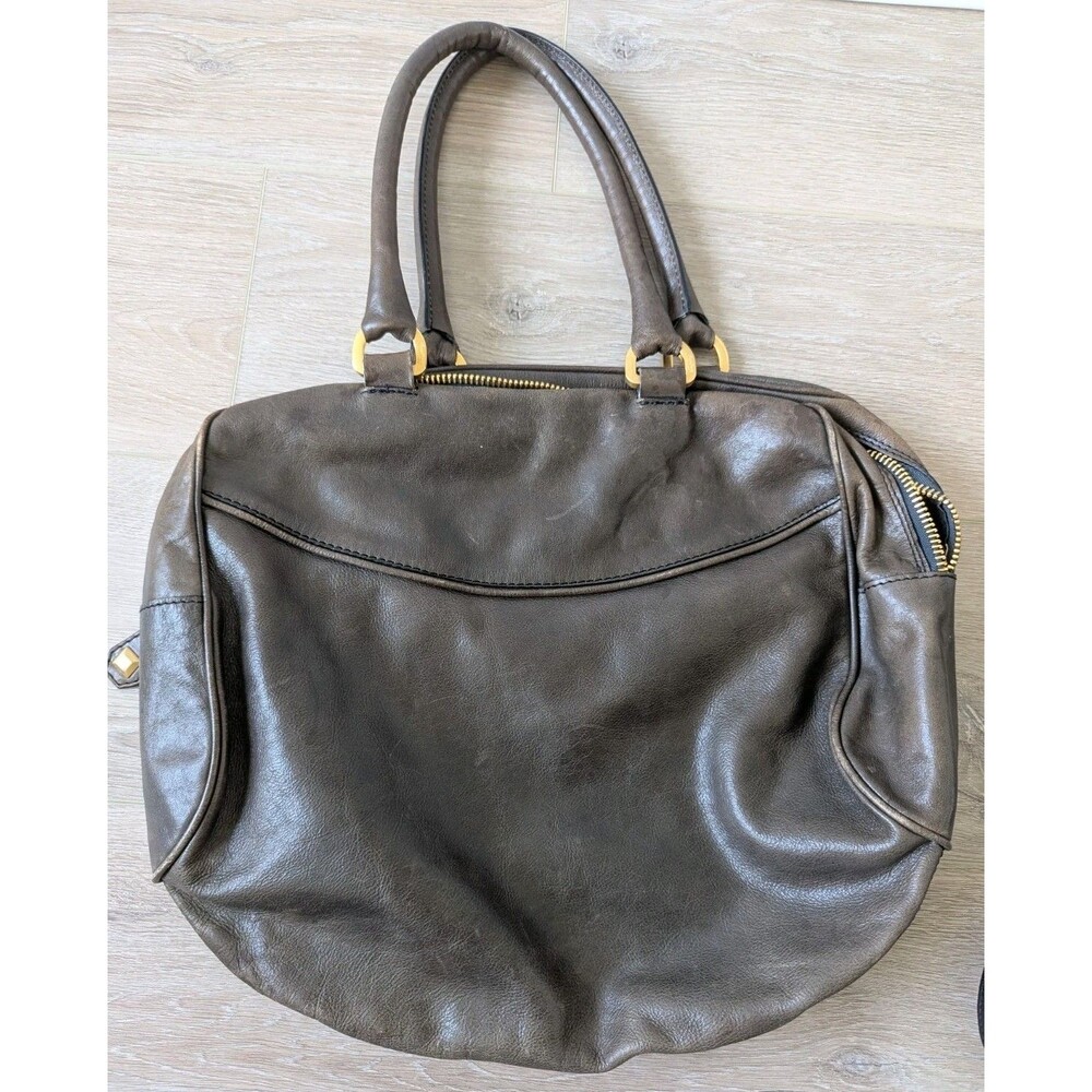 Temperley London Leather Luxury HandBag Bag Zip Y2K 90s Gold Tone Brown READ - Picture 2 of 15